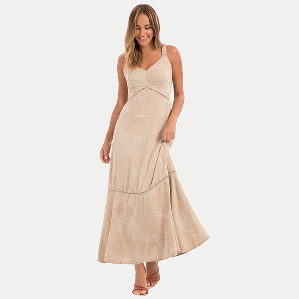 VESTIDO LUNENDER REGATA BRIM LONGO ESTAMPADO FEMININO