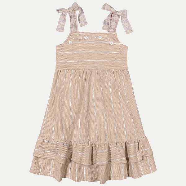 VESTIDO ANGERO REGATA TECIDO PLANO BEGE FEMININO INFANTIL