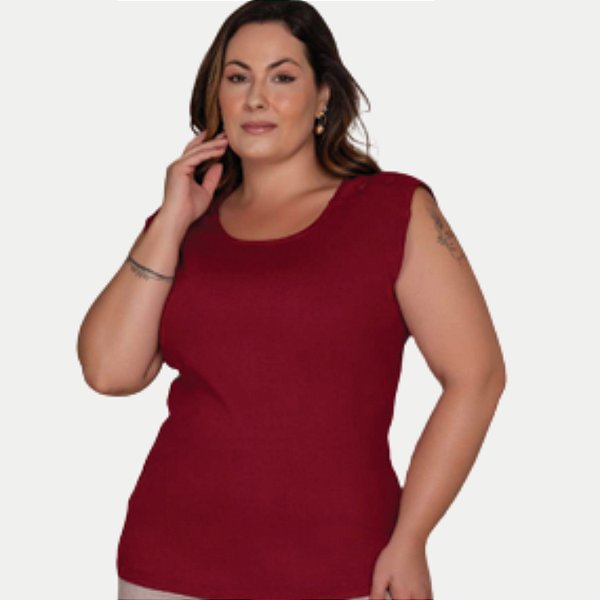 BLUSA KENIA CAMÕES REGATA BORDÔ VISCOLINHO FEMININA ADULTO