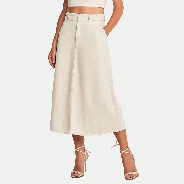 SAIA DOCE TRAMA LINHO OFFWHITE MIDI FEMININA ADULTO