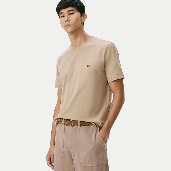 CAMISETA HERING MANGA CURTA COMFORT WORD LISA BEGE MASCULINA ADULTO