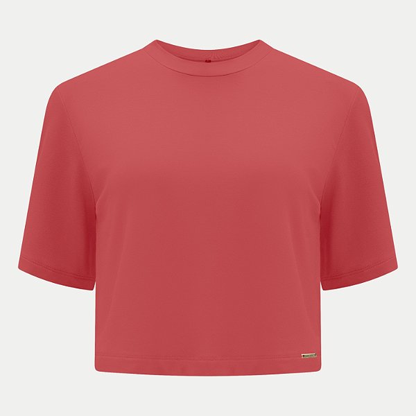 BLUSA LUNENDER MANGA CURTA DE MALHA VERMELHA FEMININA ADULTO