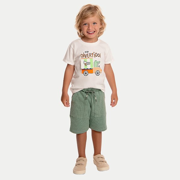 CONJUNTO VERÃO BY GUS BERMUDA E CAMISETA MANGA CURTA MALHA MASCULINO INFANTIL