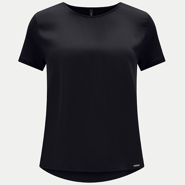 BLUSA LUNENDER MANGA CURTA PRETA FEMININA ADULTO