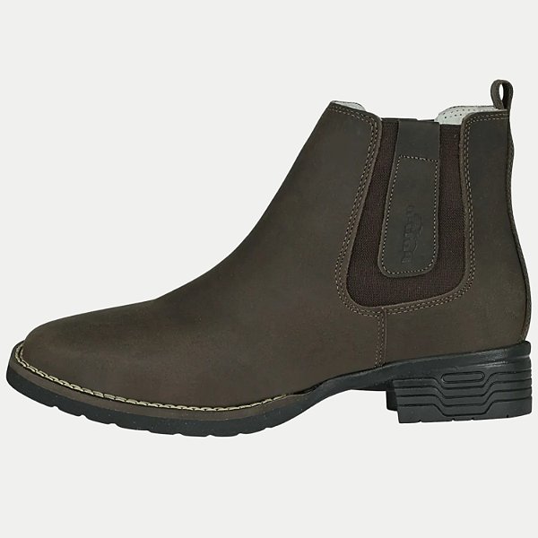 BOTA CERRADO BOTINA GOMA DE COURO MARROM MASCULINA ADULTO