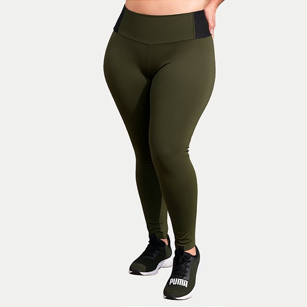 CALÇA MAR E FLOR POLIAMIDA VERDE MILITAR LEGGING FEMININA ADULTO