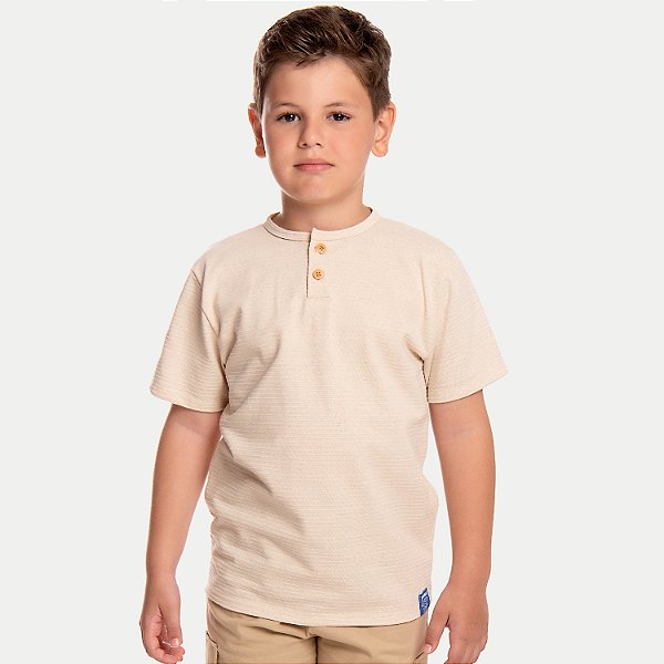 CAMISETA BY GUS MANGA CURTA COMFORT ALGODÃO BEGE MASCULINA INFANTIL