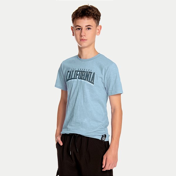 CAMISETA BY GUS MANGA CURTA COMFORT ALGODÃO SILKADA AZUL MASCULINA INFANTIL