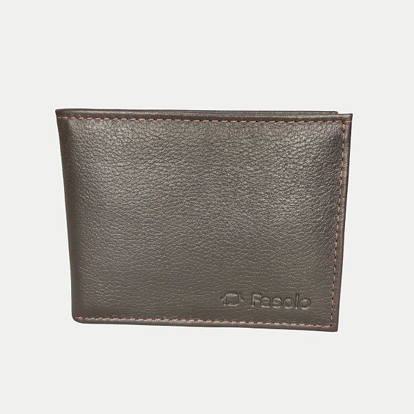 CARTEIRA FASOLO COM ABOTOADOR MARROM COURO MASCULINO ADULTO