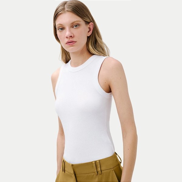 BLUSA HERING REGATA MALHA CANELADA BRANCA FEMININA ADULTO