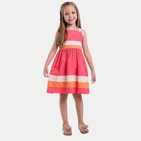 VESTIDO VIGAT REGATA ROSA ALGODÃO FEMININA INFANTIL