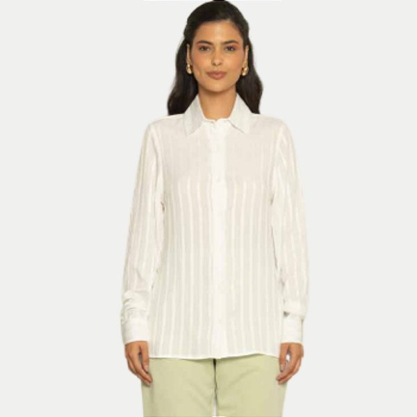 CAMISETE PITT MANGA LONGA SLIM VISCOSE OFFWHITE FEMININA ADULTO