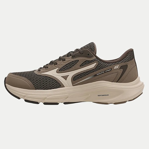 TÊNIS MIZUNO HAWK 6 RUNNING SOLADO DE BORRACHA CAFÉ MASCULINO ADULTO