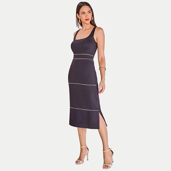 VESTIDO MIRA VEST REGATA VISCOSE COM ELASTANO PRETO FEMININO ADULTO