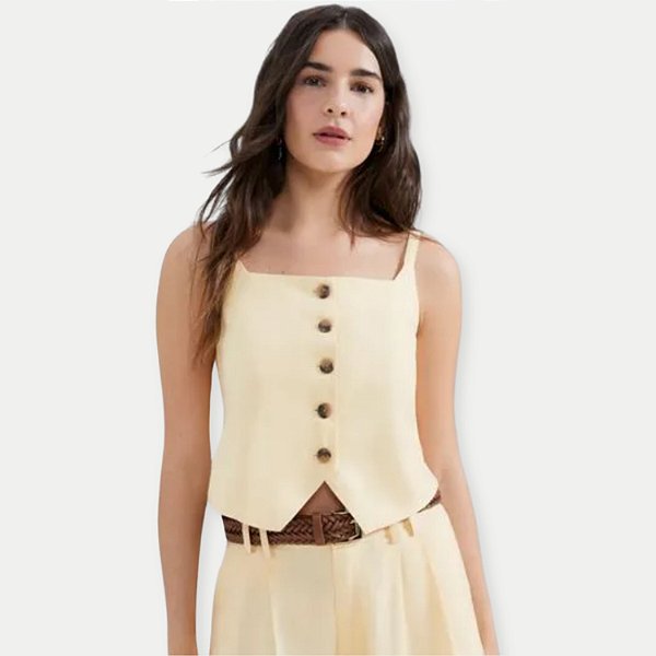 BLUSA HERING REGATA MISTA FEMININA AMARELO CLARO FEMININA ADULTO