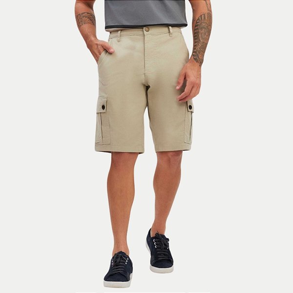 BERMUDA YOUNG BRIM COM ELASTANO CARGO AREIA MASCULINA ADULTO