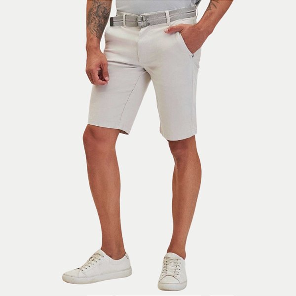 BERMUDA YOUNG BRIM COM ELASTANO ESPORTE FINO OFFWHITE MASCULINA ADULTO