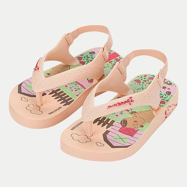 CHINELO GRENDENE DE DEDO IPANEMA BABY COM ELÁSTICO BEGE FEMININO INFANTIL