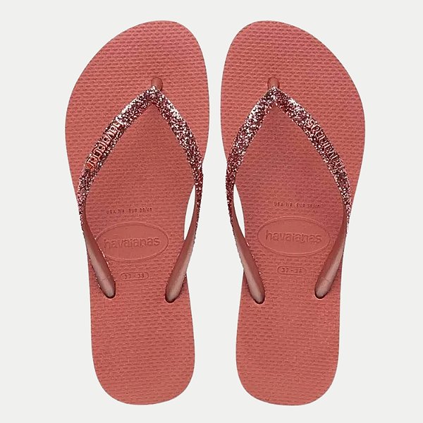 CHINELO HAVAIANAS SLIM GLTTER II DE DEDO TERRACOTA FEMININO ADULTO