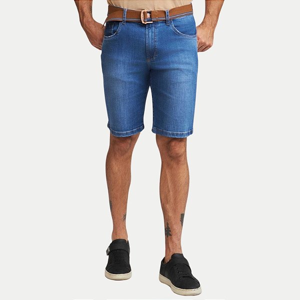 BERMUDA YOUNG JEANS MÉDIO COM ELASTANO COMFORT MASCULINA ADULTO