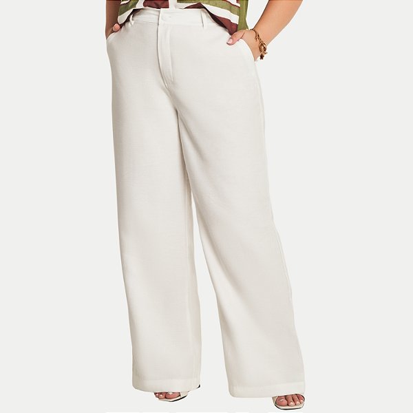 CALÇA DOCE TRAMA LINHO OFFWHITE ALFAIATARIA FEMININA ADULTO
