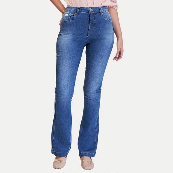 CALÇA YOUNG JEANS CLARO COM ELASTANO BOOTCUT FEMININA ADULTO