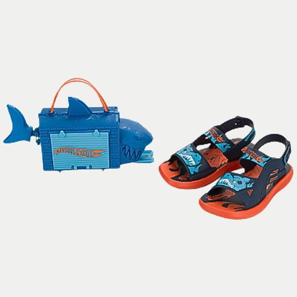 SANDALIA GRENDENE HOT WHEELS SHARK  COM TUBARÃO MASCULINA INFANTIL