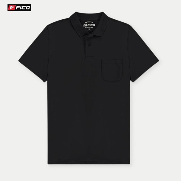 POLO FICO MANGA CURTA PRETA COMFORT MALHA COM BOLSO MASCULINA ADULTO