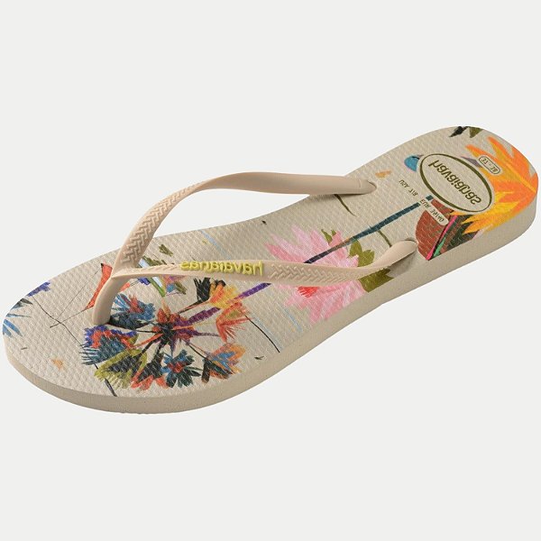 CHINELO HAVAIANAS SLIM SUMMER BLISS DE DEDO BEGE FEMININO ADULTO