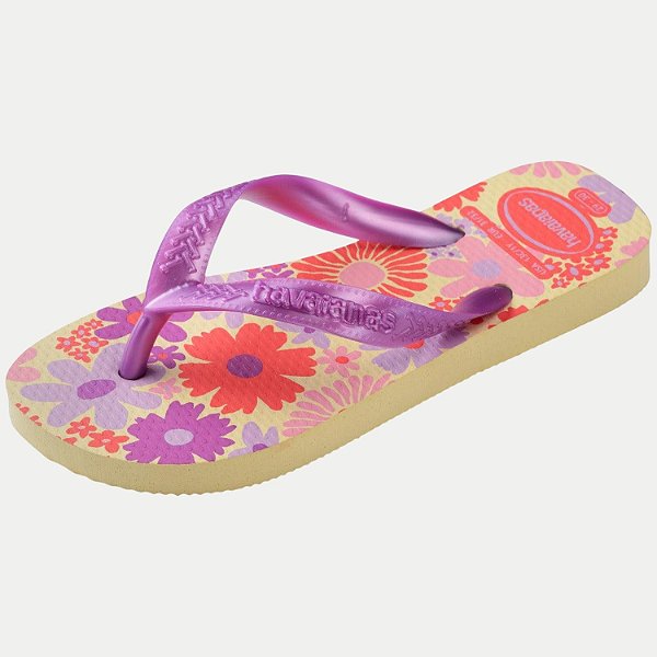 CHINELO HAVAIANAS KIDS FLORES DE DEDO CREME FEMININO INFANTIL