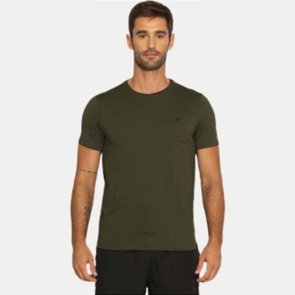 CAMISETA PITT MANGA CURTA  FITNESS POLIAMIDA VERDE MUSGO MASCULINA ADULTO