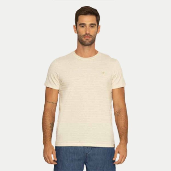 CAMISETA PITT MANGA CURTA COMFORT BEGE ALGODÃO MASCULINA ADULTO