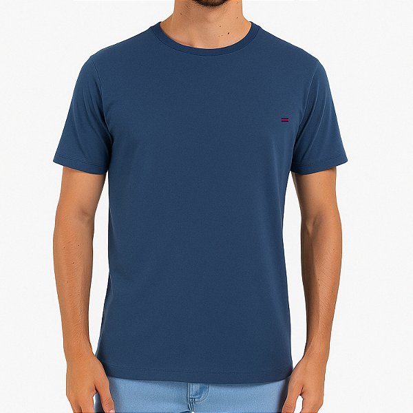 CAMISETA BURG BIG MANGA CURTA AZUL COMFORT LISA GOLA REDONDA MASCULINA ADULTO