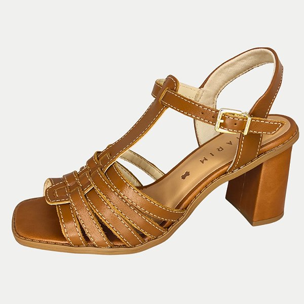 SANDALIA RAMARIM SALTO ALTO ACTIVE CARAMELO COURO FEMININA ADULTO