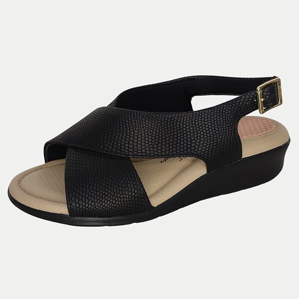 SANDALIA MODARE ANABELA MEDIA PRETA FEMININA ADULTO