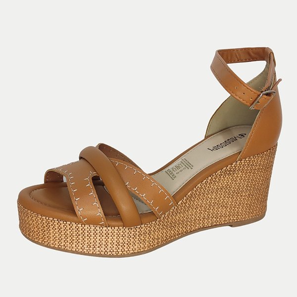 SANDALIA MISSISSIPI ANABELA MEDIA CARAMELO FEMININA ADULTO