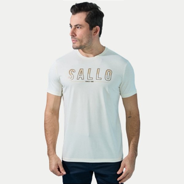 CAMISETA SALLO MANGA CURTA OFFWHITE SLIM MISTA SILKADA MASCULINA ADULTO