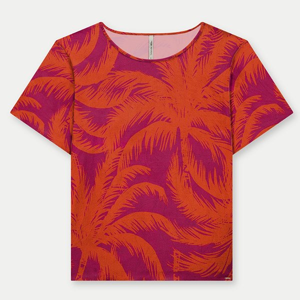 BLUSA LUNENDER MANGA CURTA MAIS MULHER  VISCOSE VERMELHA FEMININA ADULTO