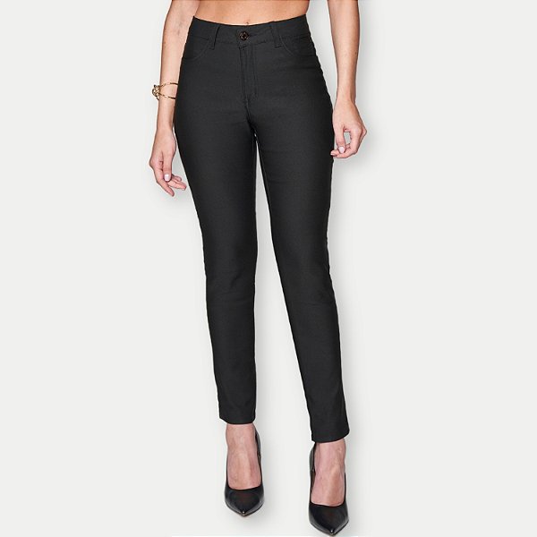 CALÇA TEEZZ BRIM PRETO COM ELASTANO SKINNY FEMININA ADULTO