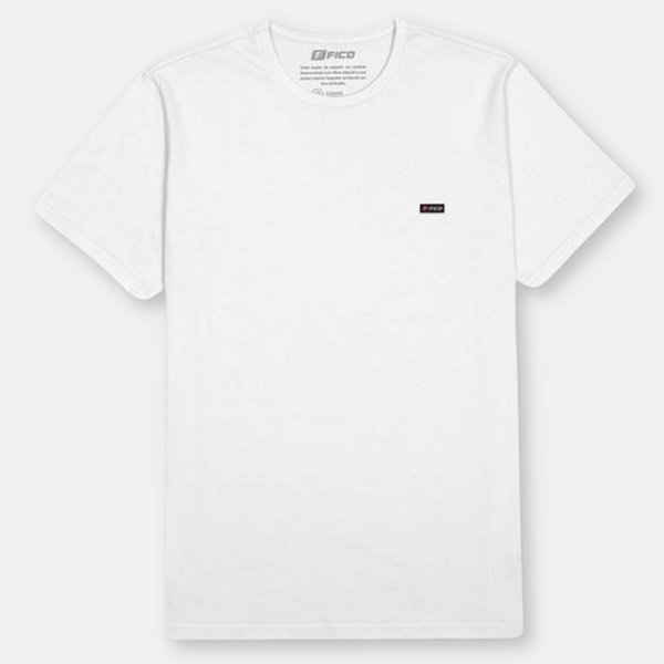 CAMISETA FICO MANGA CURTA COMFORT LISA BORDADA GOLA REDONDA BRANCO MASCULINO