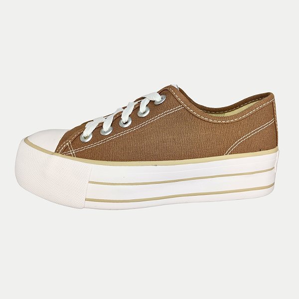 TÊNIS STREET STAR CASUAL CARAMELO LONA COM CADARÇO FEMININO ADULTO