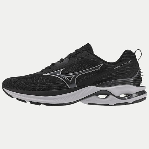 TÊNIS MIZUNO WAVE DYNASTY 7 PRETO COM BRANCO MASCULINO ADULTO