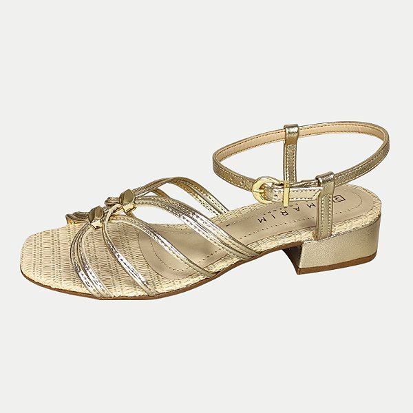 SANDALIA RAMARIM SALTO BAIXO ACTIVE DOURADO FEMININA ADULTO