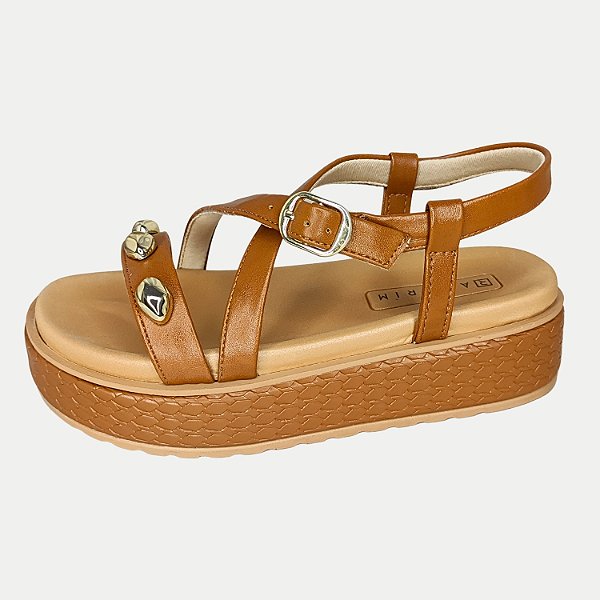 SANDALIA RAMARIM ANABELA MÉDIA CARAMELO FEMININA ADULTO