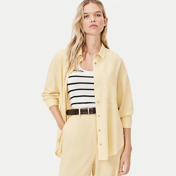 CAMISETE HERING MANGA LONGA COMFORT VISCOLINHO AMARELO FEMININA ADULTO