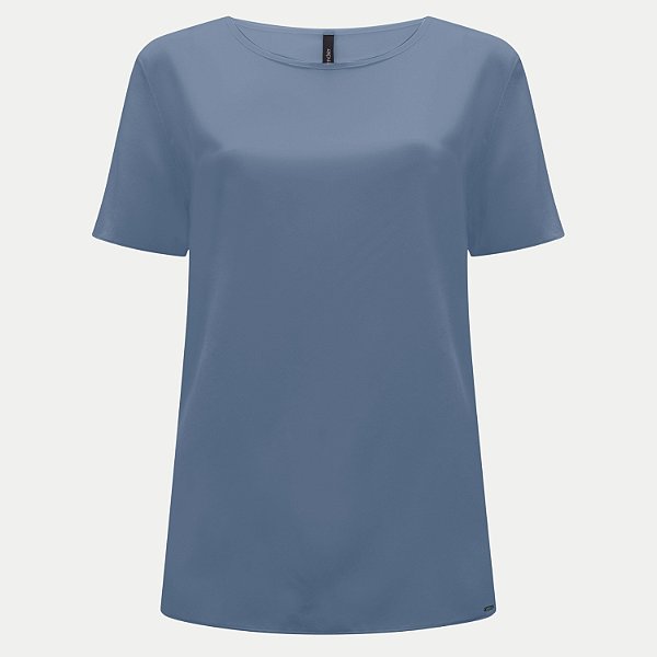 BLUSA LUNENDER MANGA CURTA VISCOSE AZUL FEMININA ADULTO