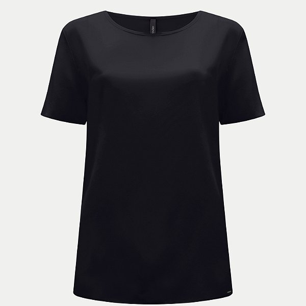 BLUSA LUNENDER MANGA CURTA VISCOSE PRETA FEMININA ADULTO