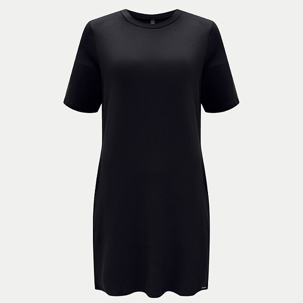 VESTIDO LUNENDER MANGA CURTA DE MALHA PRETO FEMININO ADULTO