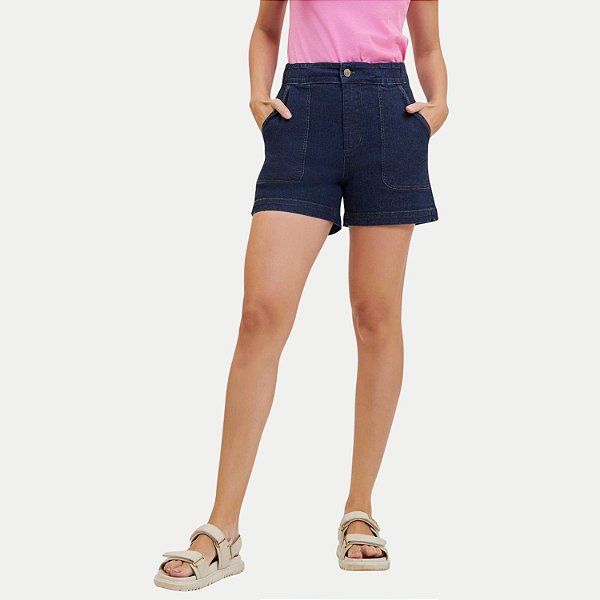 SHORT LEE JEANS ESCURO COM ELASTANO  BÁSICO FEMININO ADULTO