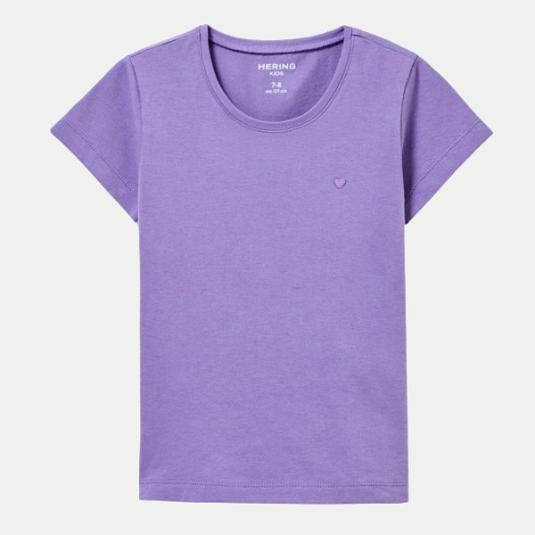 BLUSA HERINGKIDS MANGA CURTA TSHIRT LILAS ALGODÃO LISA FEMININA INFANTIL